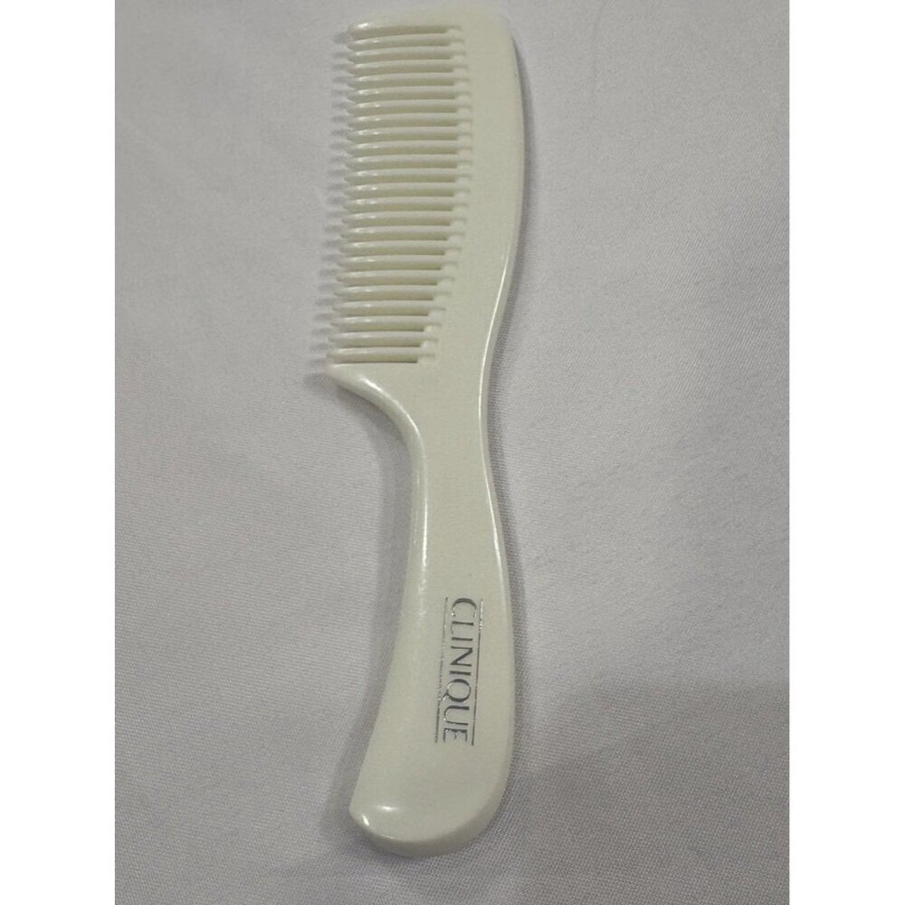 Clinique White Hard Plastic Vintage Wide Tooth Detangling Hair Comb 7"